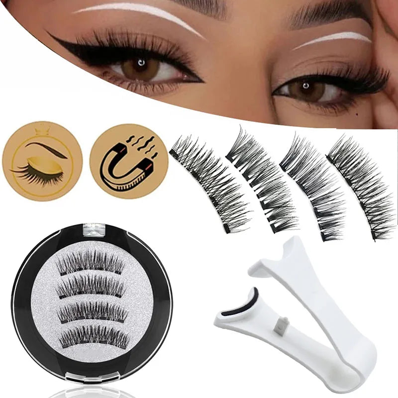 LuxeLash MagicSet: 4 3D Handcrafted Magnetic Eyelashes & Precision Tweezer Kit - FREE Shipping Today Only!