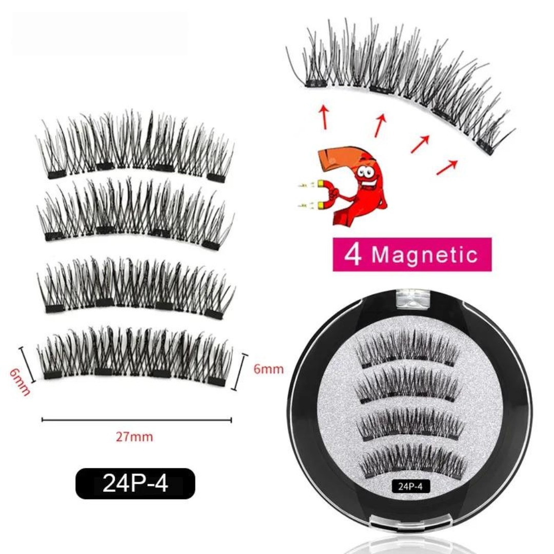 LuxeLash MagicSet: 4 3D Handcrafted Magnetic Eyelashes & Precision Tweezer Kit - FREE Shipping Today Only!